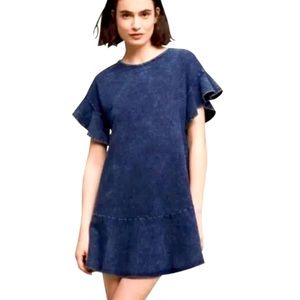 Anthropologie | The Odette Ruffle Sleeve Dress in Indigo